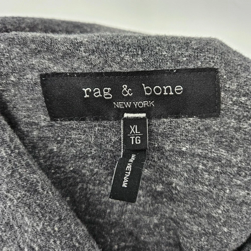 Rag & Bone Polo Shirt Mens‎ XL Short Sleeve Casual Preppy Heather Gray Black